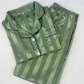 Women'S Classic Button Satin Pajama Set Long Sleeve Lounge Set