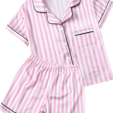 Girls' Pajamas Lapel Short-sleeved Shorts Home Set Summer Casual Pajamas