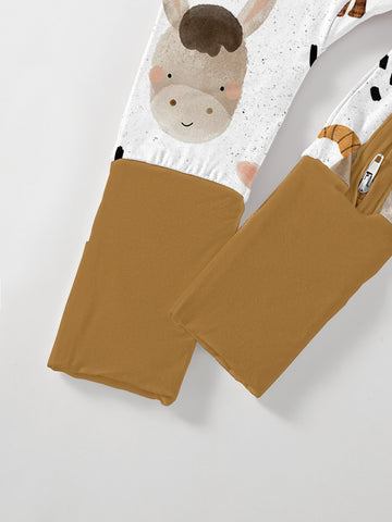 Baby Onesie Bamboo Fiber Fabric Baby Boy and Girl Gift Animal Print Double Zipper Easy To Wear Soft and Comfortable