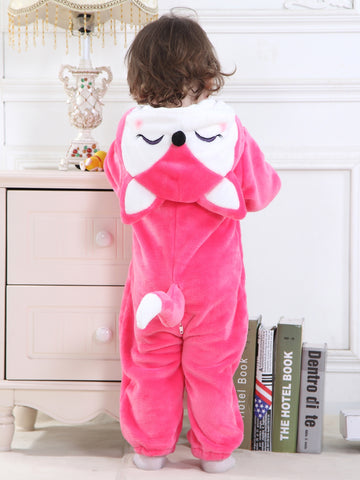 Red Fox Onesie For Baby Boys And Girls, Warm Spring&Autumn Hooded Jumpsuit For Toddlers, Cartoon Animal Fancy Party Wear For Kids, Infant Flannel For Halloween