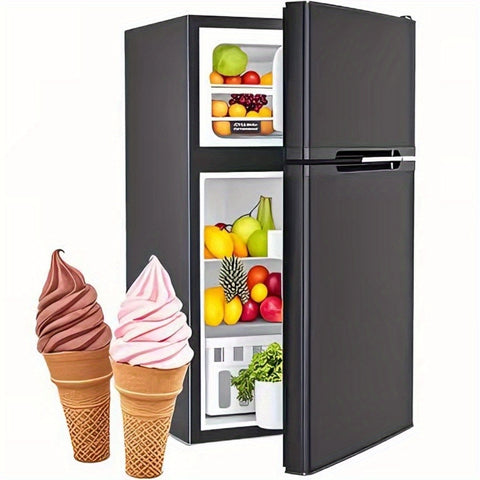 KNDKO 10L Mini Fridge\u002F3.1 Cu. Ft. Fridge With 2 Doors, Portable Mini Fridge With Blackboard Door, Cooler Mini Fridge For Bedroom, Car, Office, Dorm And Skincare, AC\u002FDC Car Plug-Compatible - Black, White.