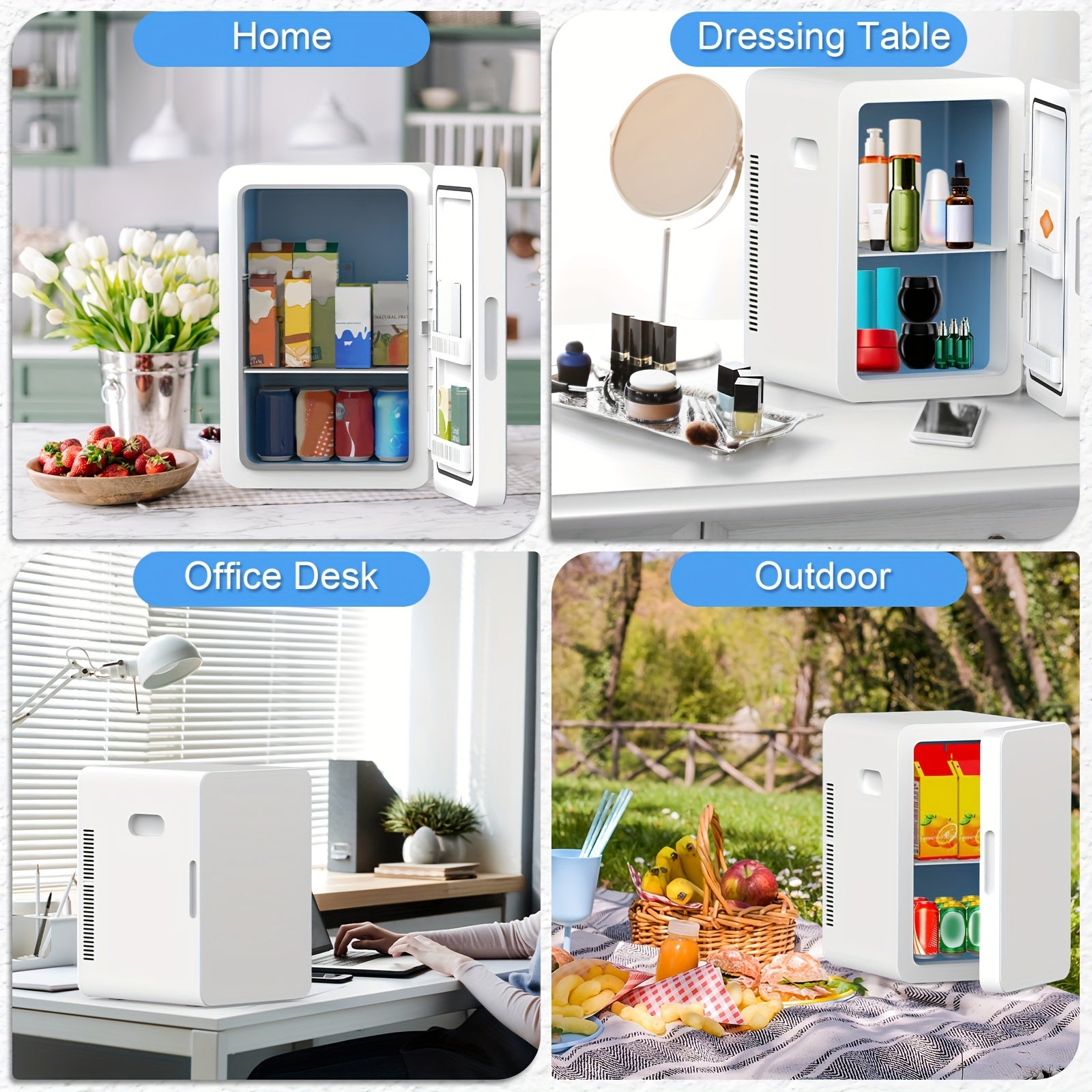 ADVWIN 5.81gal Mini Fridge, 12v DC Portable Cooler Warmer, Mini Refrigerator with Glass Front, for Car Office Desk & Dorm Food Beverage Skincare