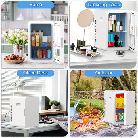 ADVWIN 5.81gal Mini Fridge, 12v DC Portable Cooler Warmer, Mini Refrigerator with Glass Front, for Car Office Desk & Dorm Food Beverage Skincare