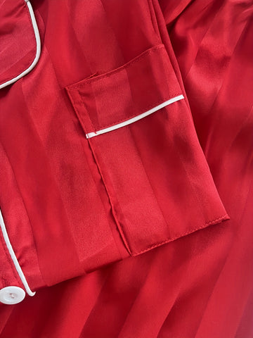 Women'S Classic Button Satin Pajama Set Long Sleeve Lounge Set