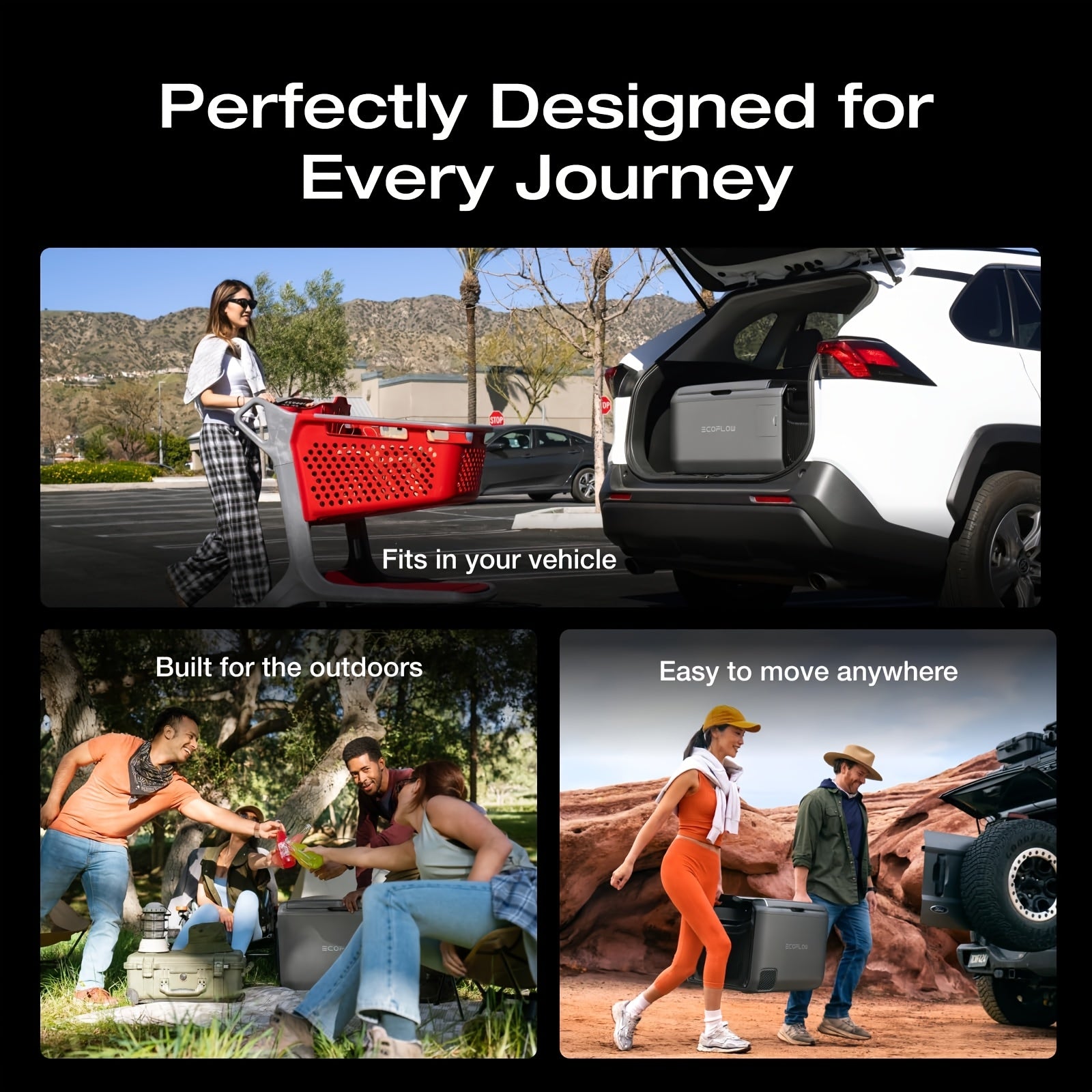 ECOFLOW GLACIER Classic 9.25gal Portable Fridge Freezer (Separate Shipment), 43H Cooling Car Refrigerator, Battery Powered with App Control, 6 Charging Options, Fast&Quiet Electric Cooler for Camping, RV(with Extra Battery SKU Optional)