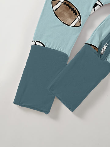 Baby Bamboo Fiber Onesie - Soft & Stretchy Zip-Up Footed Bodysuit with Soccer, Basketball & Prints - to 12 Months Boys & Girls Sportswear - Machine Washable All-Season Baby Clothing Gift (Bamboo Fiber Baby Outfit)