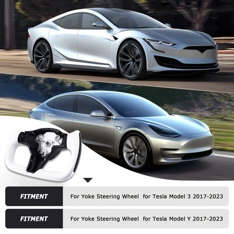 Yoke Steering Wheel For Tesla Model Y&3 2017-2023 W\u002FHeating Square Carbon Fiber