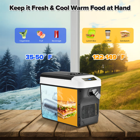 ADVWIN 12V Car Refrigerator Cooler\u002FWarmer 23 Quart(5.75gal) Portable Electric Car Cooler With 12\u002F24 Volt DC &120V AC, Plug In Thermoelectric Fridge For Camping, RV, Fishing