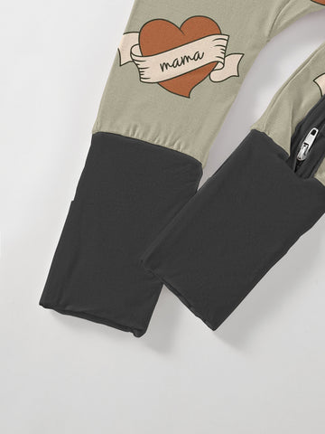 Baby & Bamboo Fiber Onesie - Short Sleeve Snap-Free Zipper Romper with MAMA & Hearts Print, All-Season Soft Clothing, Machine Washable Outfit (0-24 Months) - Ideal Baby Shower Gift