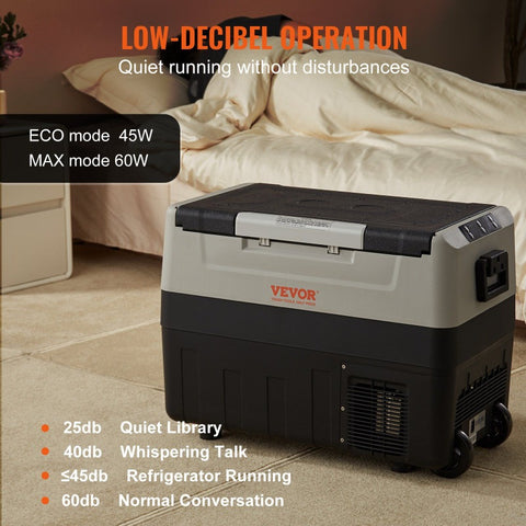 VEVOR Car Refrigerator 12 Volt Car Refrigerator Fridge 48 QT 11.89gal Dual Zone Portable Freezer 4F50F Adjustable Range 12 24V DC and 100240V AC Compressor Cooler for Outdoor Camping Travel RV, Camping Refrigerator, Sleek Design, Compact Fridge
