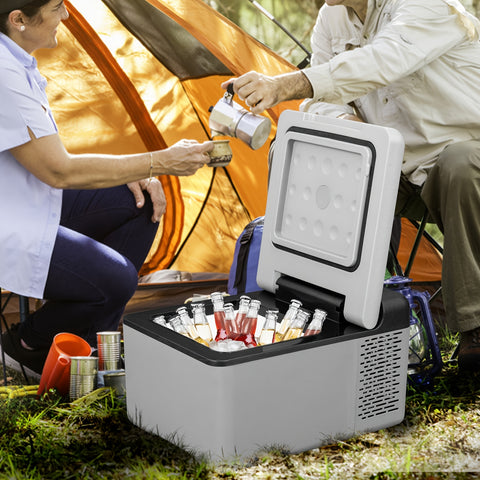 Portable Car Fridge Happybuy Portable 12V Refrigerator 10 Qt | Mini Freezer, Car Compressor Fridge Cooler for Camping, Road Trip, Travel, Outdoor - 12V\u002F24V DC