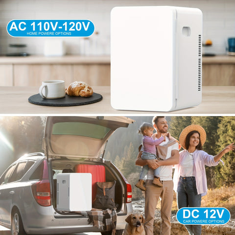 ADVWIN 5.81gal Mini Fridge, 12v DC Portable Cooler Warmer, Mini Refrigerator with Glass Front, for Car Office Desk & Dorm Food Beverage Skincare