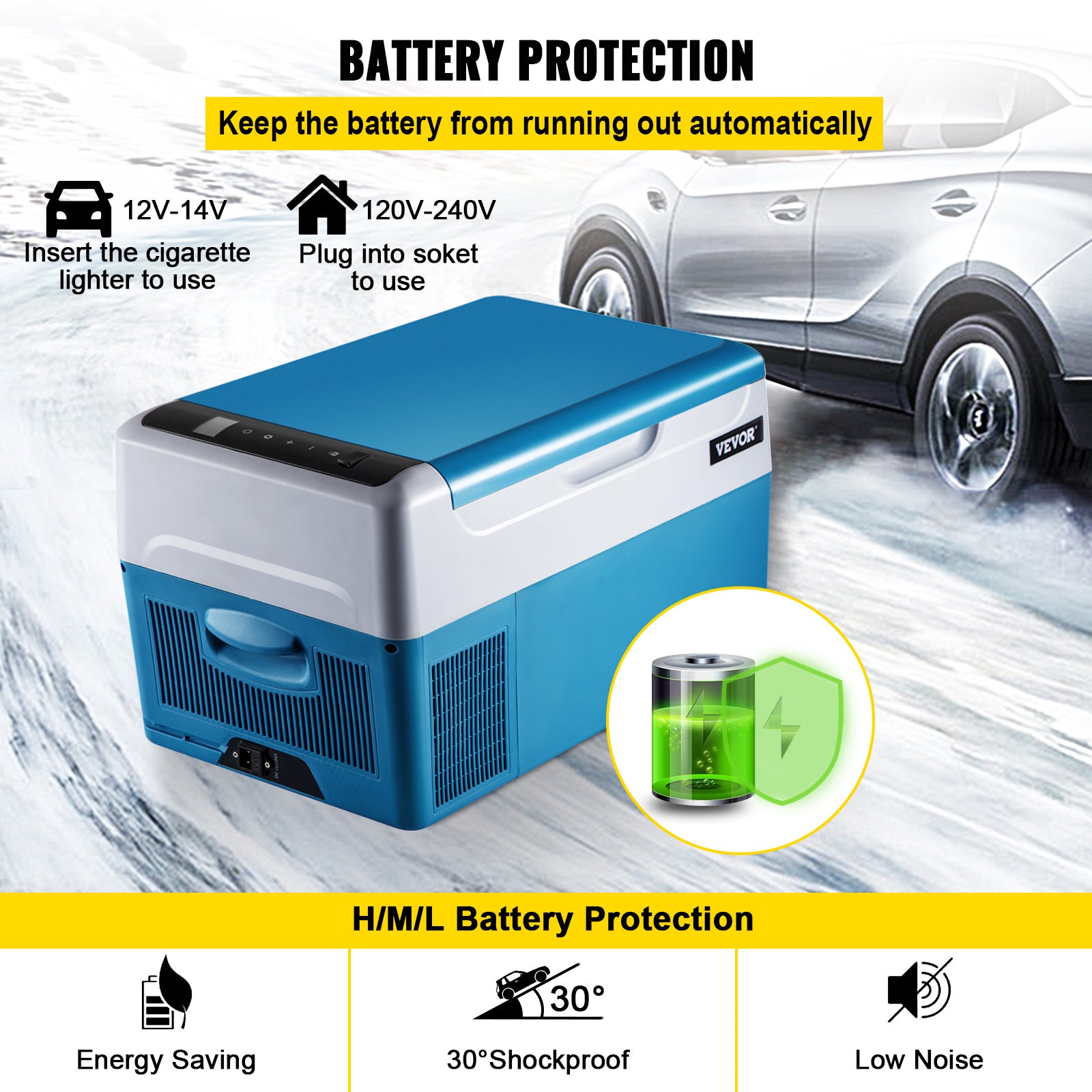VEVOR 23Qt Portable Car Refrigerator - Compact, 12V Mini Freezer for Vehicle Trunks & Camping
