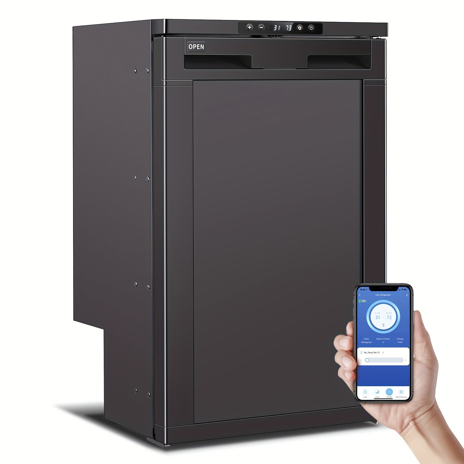 APP Control Car Fridge 12V Portable RV Refrigerator with Freezer | APP Control, -4-46F Compressor Cooler for Camper, Truck, Van, Off-Grid Travel