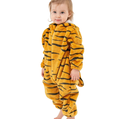 Unisex Tiger Onesie Pajamas - Soft Flannel Long Sleeve Animal with Pockets, Cozy Halloween & Christmas Sleepwear for &, Year-Round Adorable Homewear, 's Sleepwear, Playful Attire, Easy Diaper Change