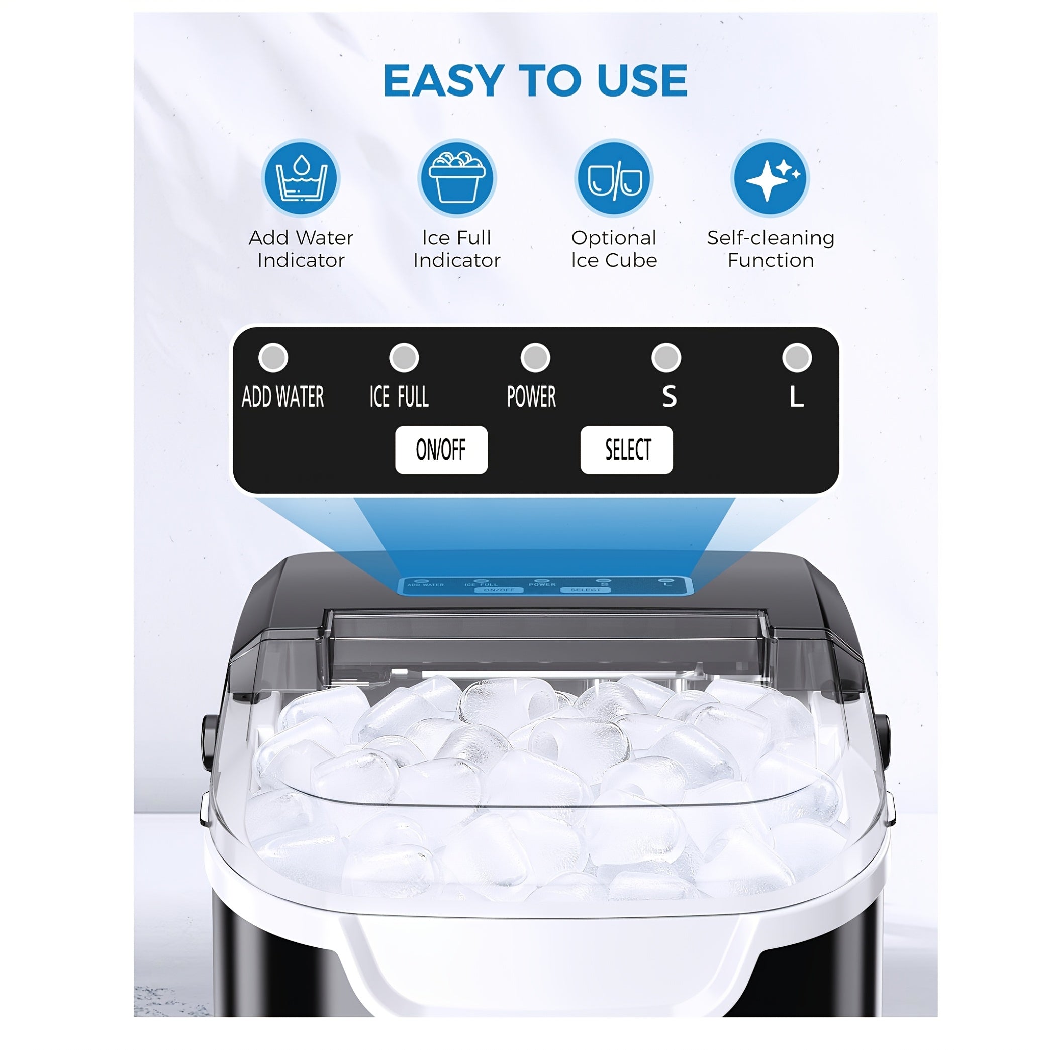 KNDKO 4 Liter Compact Mini Fridge\u002F 26 Lbs Per Day-Ice Maker, Car Refrigerator, Featuring Adjustable Glass Shelves- Perfect Choice for Car, Bedrooms, Kitchen, & Apartments! Black And White!, Mini Refrigerador, Kitchen Storage, Sleek Design, Durable Co