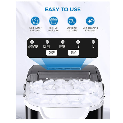 KNDKO 4 Liter Compact Mini Fridge\u002F 26 Lbs Per Day-Ice Maker, Car Refrigerator, Featuring Adjustable Glass Shelves- Perfect Choice for Car, Bedrooms, Kitchen, & Apartments! Black And White!, Mini Refrigerador, Kitchen Storage, Sleek Design, Durable Co