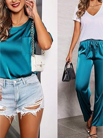 Satin Silky soft home pajamas two-piece set