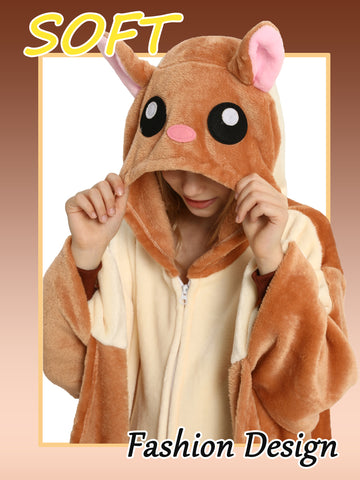 Unisex Youngsters Animal Oneise Pajamas, Flannel Hooded Halloween Cosplay Costume\u002FHomewear\u002FSleepwear