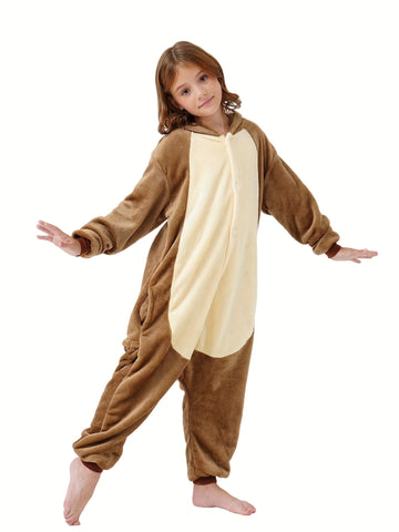Unisex Children Animal Onesie Pajamas, Kids Flannel Halloween Cosplay Costume\u002FHomewear\u002FSleepwear