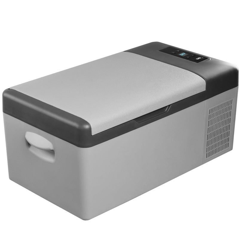 VEVOR 12\u002F24V DC & 110-240V AC Powered 16 Qt Portable Car Refrigerator with App Control & Digital Display, 4°F to 68°F Cooling Range, Compact Mini Fridge with 2-Door Design & Semiconductor Compressor for Truck, RV, Boat, Home, Outdoor Use - Energy-Ef