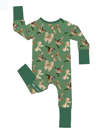 Bamboo Baby Onesie Bamboo Fabric Baby Comfort Onesie | Wild Duck Bow Baby Gift - Green