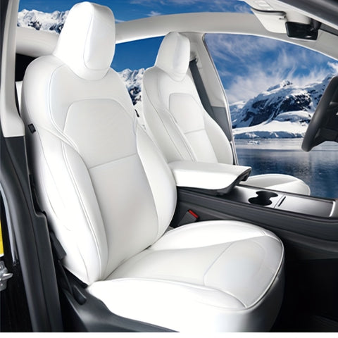 Red Rain Nappa  Car Seat Cover 5 Seats Car Seat Cover For Tesla ModelY 2020-2024\u002F2025(Doesn't Fit Tesla Model Y 7 Seats)