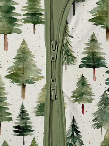 Christmas Baby Romper Bamboo Fiber Christmas Tree Forest Baby Romper | Double-Headed Zipper, Footed, Loose Fit, High Elasticity, Crew Neck - All-Season Comfort, Sleepwear, Newborn Clothing, Cozy Babywear, Perfect for Outdoor