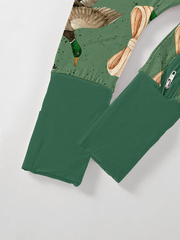 Bamboo Baby Onesie Bamboo Fabric Baby Comfort Onesie | Wild Duck Bow Baby Gift - Green