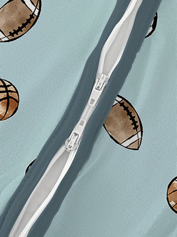 Baby Bamboo Fiber Onesie - Soft & Stretchy Zip-Up Footed Bodysuit with Soccer, Basketball & Prints - to 12 Months Boys & Girls Sportswear - Machine Washable All-Season Baby Clothing Gift (Bamboo Fiber Baby Outfit)