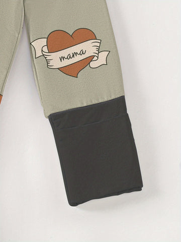 Baby & Bamboo Fiber Onesie - Short Sleeve Snap-Free Zipper Romper with MAMA & Hearts Print, All-Season Soft Clothing, Machine Washable Outfit (0-24 Months) - Ideal Baby Shower Gift