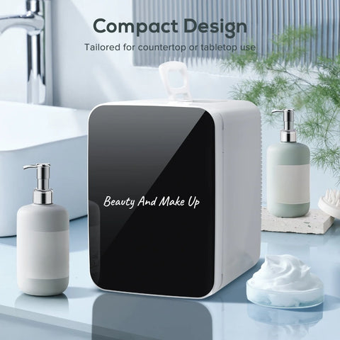 KNDKO 10L Mini Fridge\u002F3.1 Cu. Ft. Fridge With 2 Doors, Portable Mini Fridge With Blackboard Door, Cooler Mini Fridge For Bedroom, Car, Office, Dorm And Skincare, AC\u002FDC Car Plug-Compatible - Black, White.