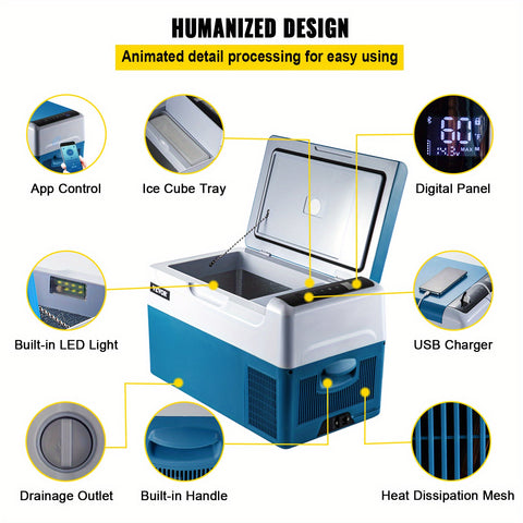VEVOR 23Qt Portable Car Refrigerator - Compact, 12V Mini Freezer for Vehicle Trunks & Camping
