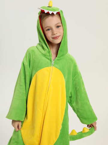Unisex ' Animal Theme Onesie Pajamas - & Soft Flannel Hooded, Halloween Cosplay Costume, Winter Homewear, Sleepwear (5-14Y)