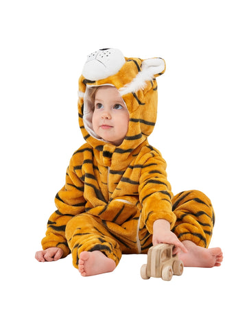 Unisex Tiger Onesie Pajamas - Soft Flannel Long Sleeve Animal with Pockets, Cozy Halloween & Christmas Sleepwear for &, Year-Round Adorable Homewear, 's Sleepwear, Playful Attire, Easy Diaper Change