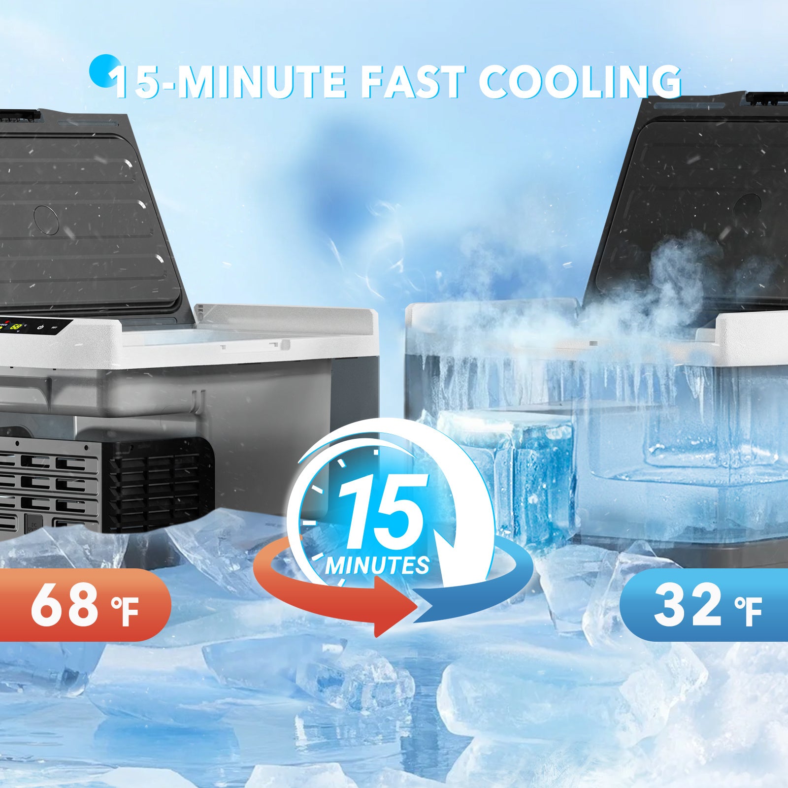 BACKID 16\u002F22\u002F32\u002F42 Quart Portable Car Fridge, 12 Volt Refrigerator Freezer, -4℉ to 68℉, Electric Cooler with 12\u002F24V DC & 110-240V AC for Truck, RV, Van, SUV, Camper, Travel, Camping & Boat
