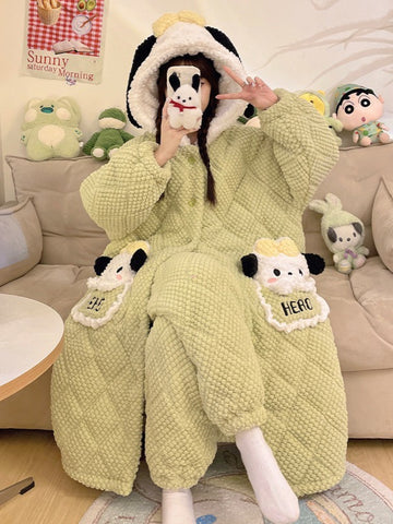 Authorized Ha Biao Dog Sleepwear Three layer Thickened Melody Sleepwear Princess Home Clothes Winter Edition, for Teenager, Cozy Loungewear, Party Sleepwear, Vneck Design, Comfortable Fabric, Soft Material, Winter Pajamas