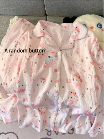 Y2K Trendy Pajamas Trendy Pink KT Cat Pajamas Women's Summer Shorts SetOpen Cardigan Fluffy Home Wear 25AW Christmas,  Summer Sleepwear, Playful Design, Quality Loungewear, Breathable Sleepwear, Women's Nightwear, Twopiece Pajamas, Young Women, Gift