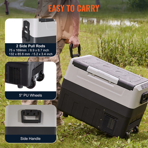 Happybuy 48 QT Car Refrigerator, 12V\u002F24V Dual Zone Portable Freezer, Compressor Cooler For Outdoor, Travel, RV, Camping