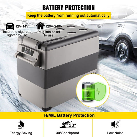 VEVOR 58 Quart 12\u002F24V DC & 110V AC Dual Zone Portable Refrigerator Freezer, 12V Car Fridge with Smart Cooling System, Low Noise & Fast Cooling, Control for RV, Camping, Home, Boat, Off-Grid Use (Compatible with 2A\u002F1.44A