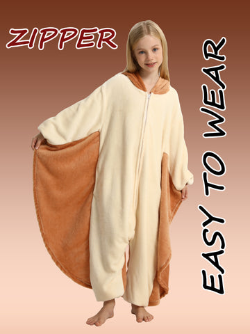 Unisex Youngsters Animal Oneise Pajamas, Flannel Hooded Halloween Cosplay Costume\u002FHomewear\u002FSleepwear