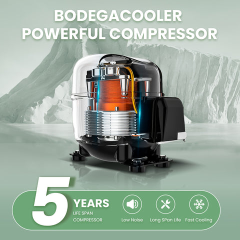 BODEGACOOLER 12 Volt Car Refrigerator, 18 Quart Portable Freezer, Mini Car Fridge -4°F To 68°F, Compressor Electric Cooler 12\u002F24V DC 100-240 Volt AC For Outdoor RV Camping Travel Vehicles Home Use
