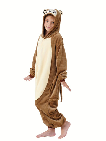 Unisex Children Animal Onesie Pajamas, Kids Flannel Halloween Cosplay Costume\u002FHomewear\u002FSleepwear