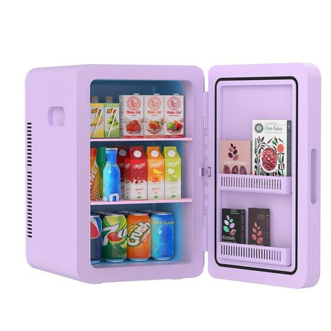 ADVWIN 5.81gal Mini Fridge, 12v DC Portable Cooler Warmer, Mini Refrigerator with Glass Front, for Car Office Desk & Dorm Food Beverage Skincare
