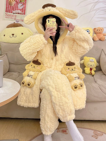 Pudding Dog Sleepwear Three Layer Thickened Melody Sleepwear Princess Home Clothes Winter Edition, Cozy Pajamas, Winter Pajamas, Princess Style, Cute Sleepwear, Warm Sleepwear, Thickened Fabric, Dog Sleepwear Set, For Teenager