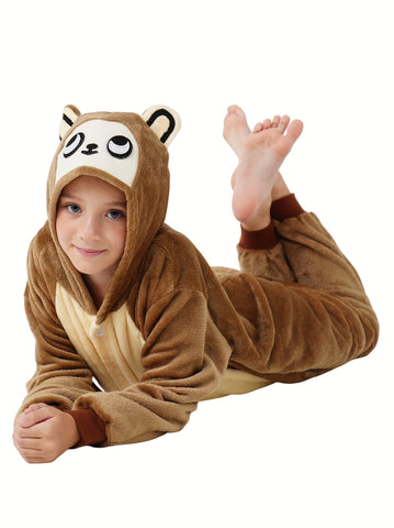Unisex Children Animal Onesie Pajamas, Kids Flannel Halloween Cosplay Costume\u002FHomewear\u002FSleepwear