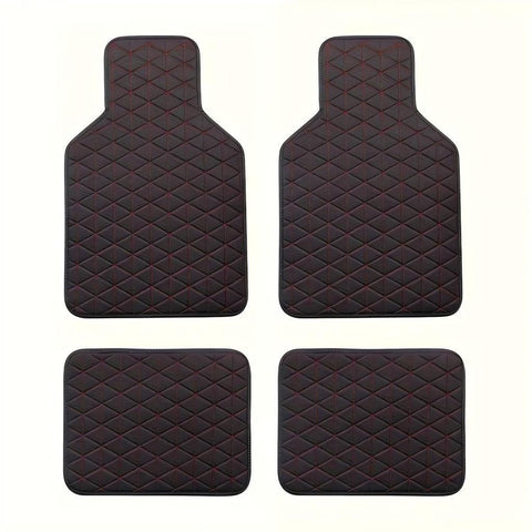 4pcs Luxury Faux Leather Car Floor Mats for Tesla Model 3\u002FY\u002FS\u002FX 2012-2025 - Complete Coverage, Thick Padding, Durable & Easy Clean, Fit, Black with Blue Diamond Pattern, Vehicle Interior Upgrade, Sleek Car Accessory, Easyclean Material