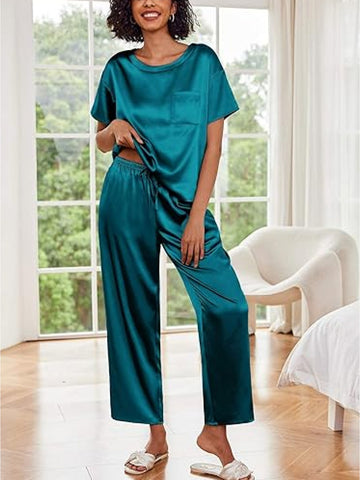 Satin Silky soft home pajamas two-piece set
