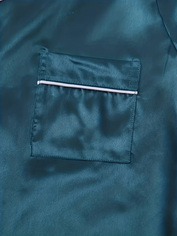 Ladies' Satin Plain Elegant Home Pajama Set