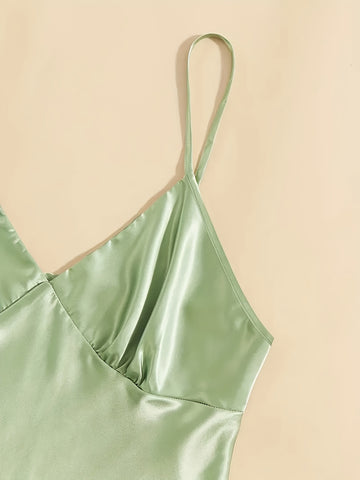 5pcs Satin Pajama Set, Including Outerwear, Long Camisole, Short Camisole, Pants, Shorts, Women's Sleepwear&home Wear, Camisole Sleepwear Simple, Fashionable, Comfortable And Loose Pajama Set